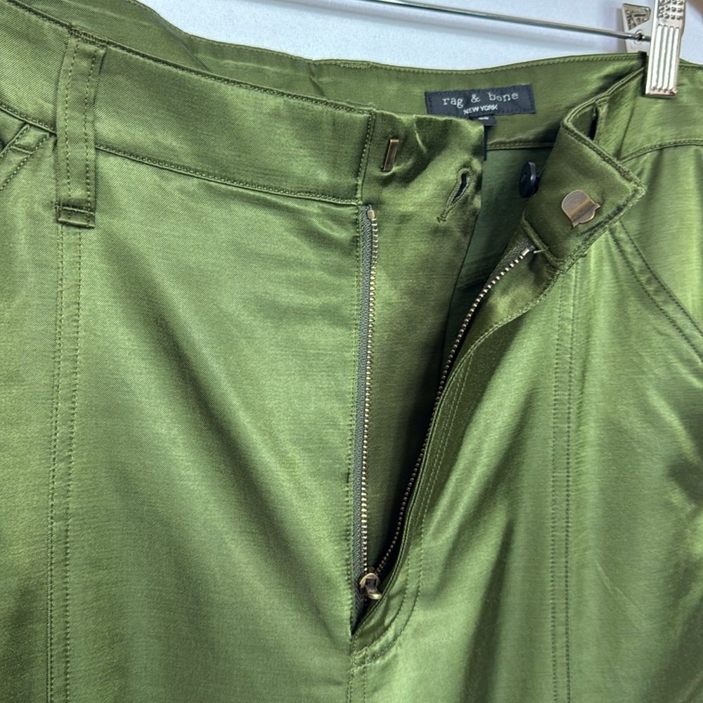 Rag & Bone Cailyn Japanese Satin Cargo Pants Size 30 Army Green - Picture 12 of 16